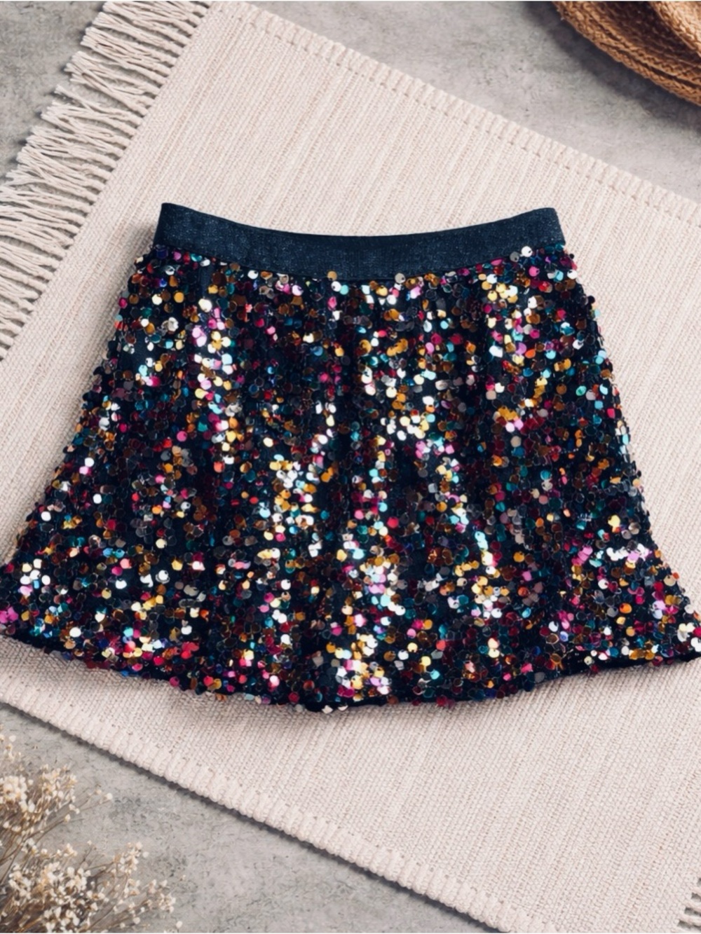 Kids Sequined Party Mini Skirt - Multicolor